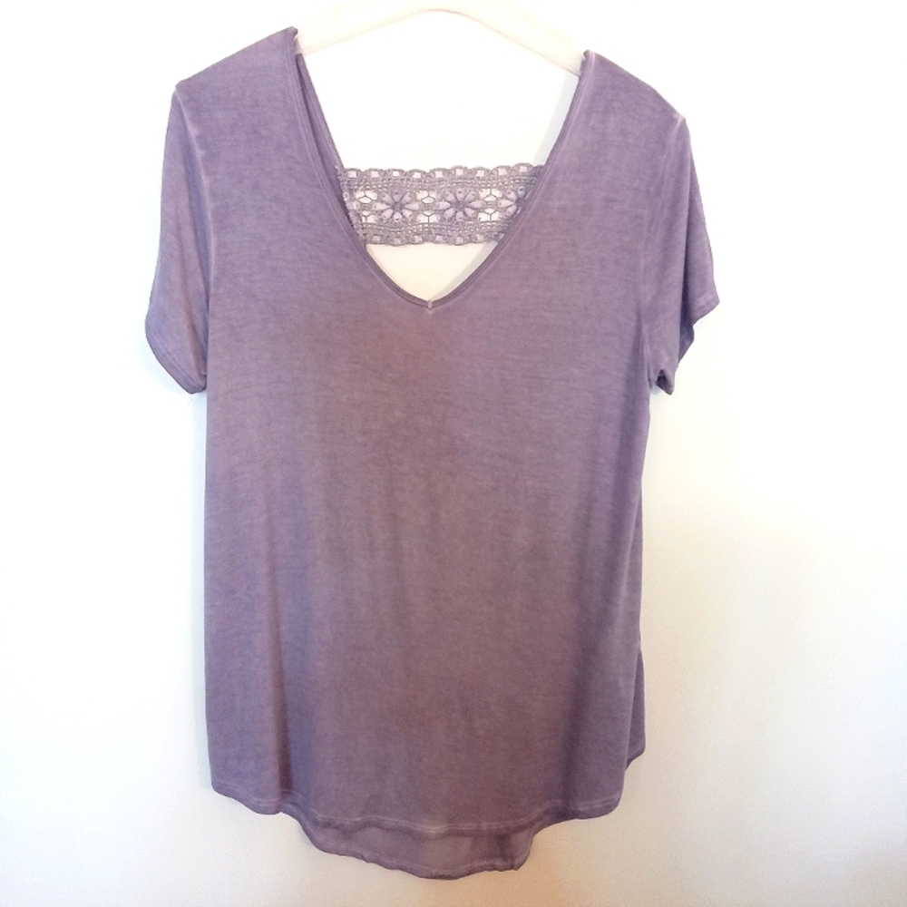 Washed Finish T-shirt with Lace Details